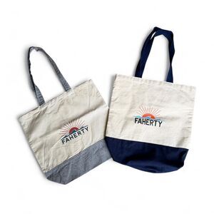 Faherty canvas tote bag one navy blue and one gray